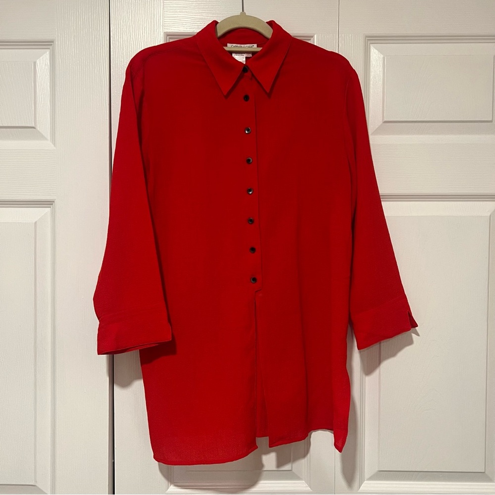 Red Button-Up Tunic